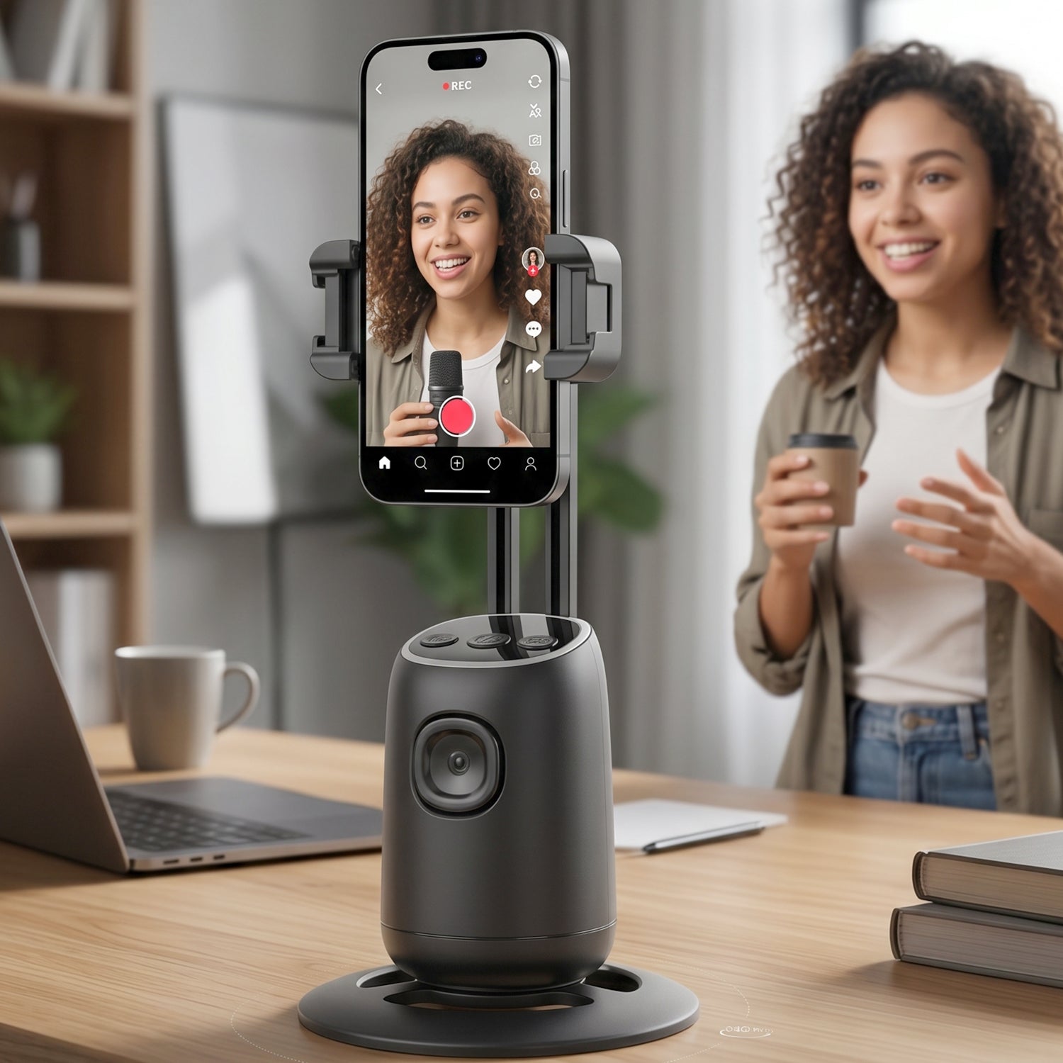 ALVENZA AI Face Tracking Mobile Holder – Hands-Free 360° Video Streaming
