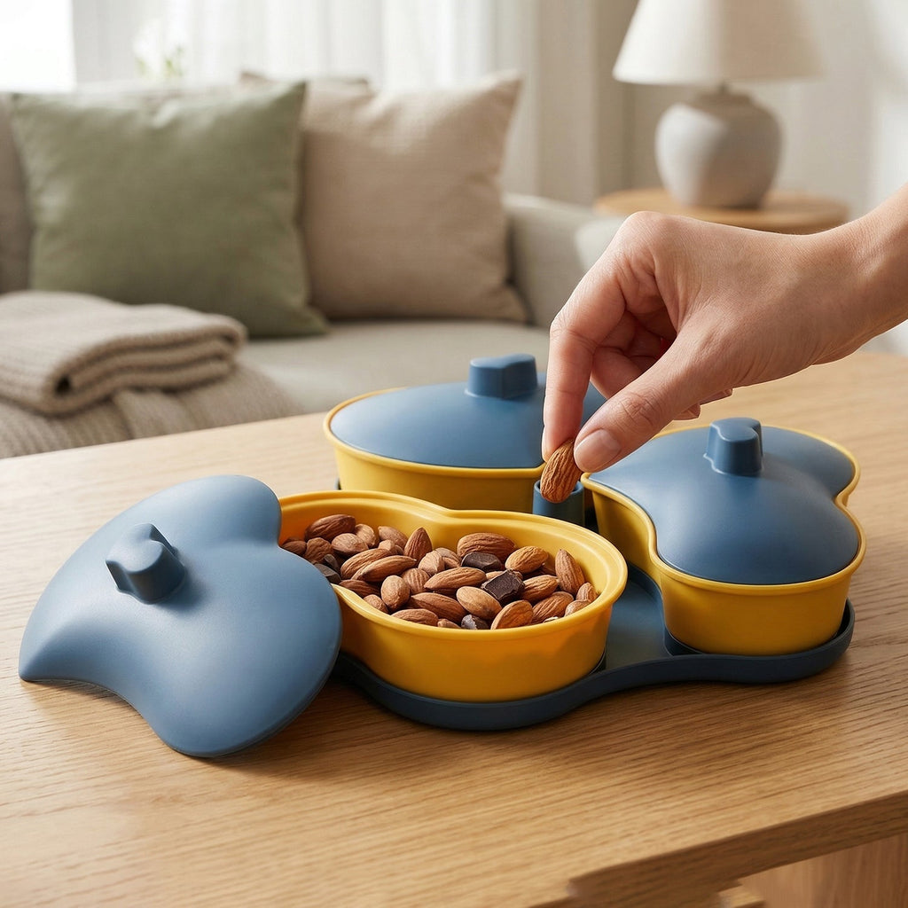 Multipurpose Snack Serving Tray with Lid Elegant & Convenient - Front View