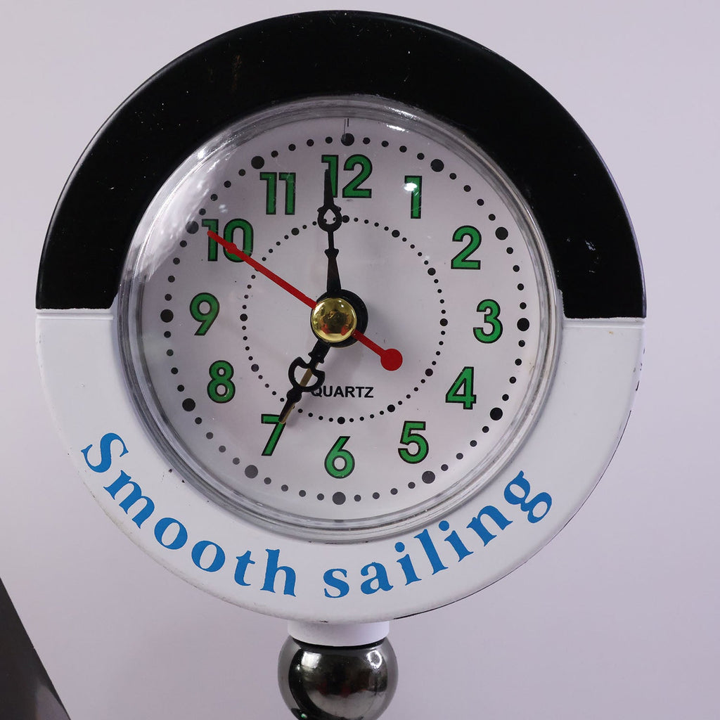 ALVENZA Ship Shape Clock Lamp – Nautical Decorative Table Lamp with Warm LED