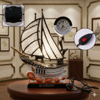 ALVENZA Ship Shape Clock Lamp – Nautical Decorative Table Lamp with Warm LED