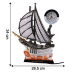 ALVENZA Ship Shape Clock Lamp – Nautical Decorative Table Lamp with Warm LED
