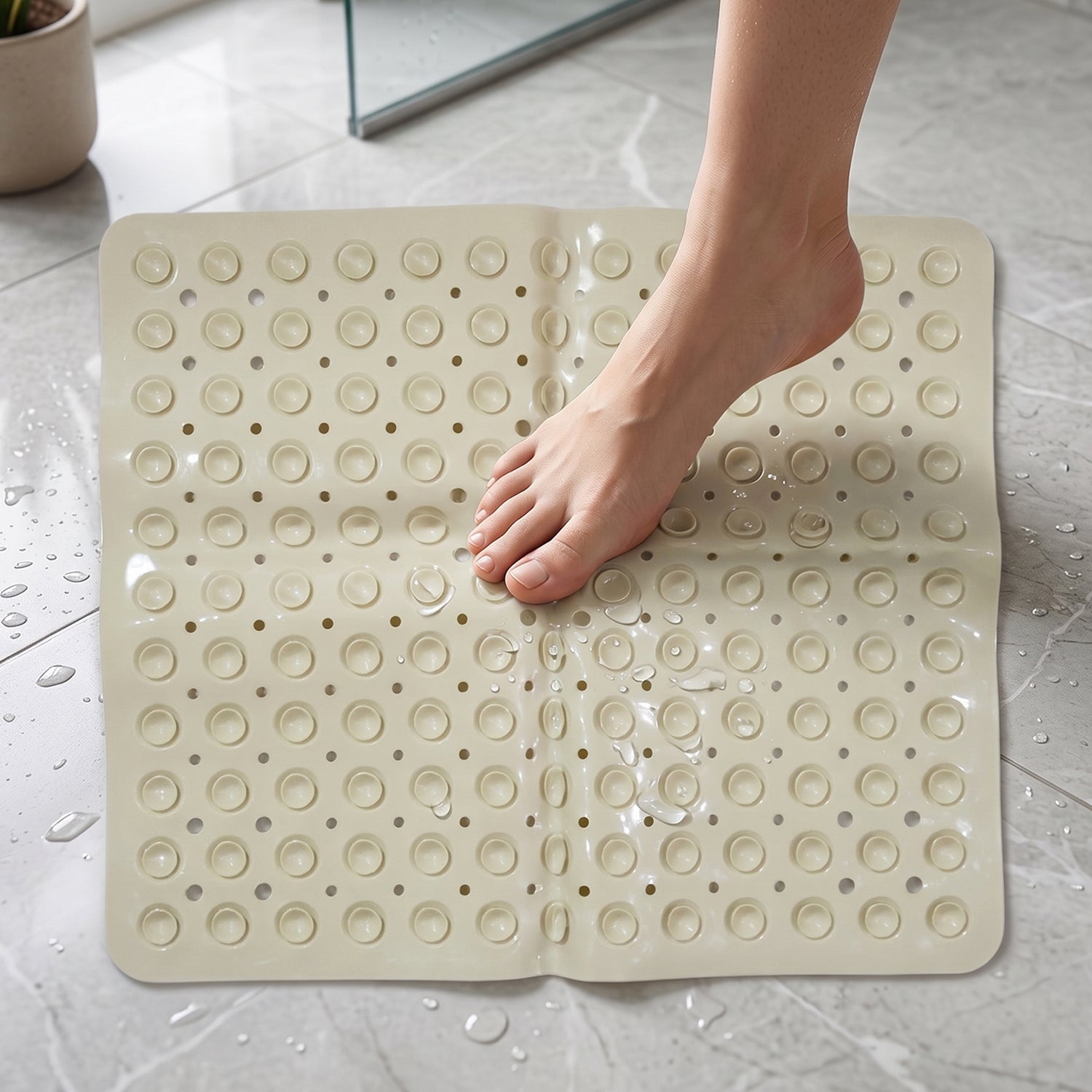 Anti-Slip Bath Mat Secure Suction Cups for Bathroom Safety - Front View