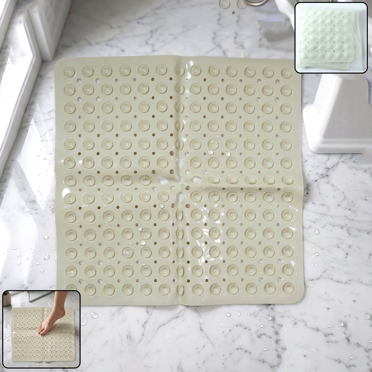 Anti-Slip Bath Mat Secure Suction Cups for Bathroom Safety