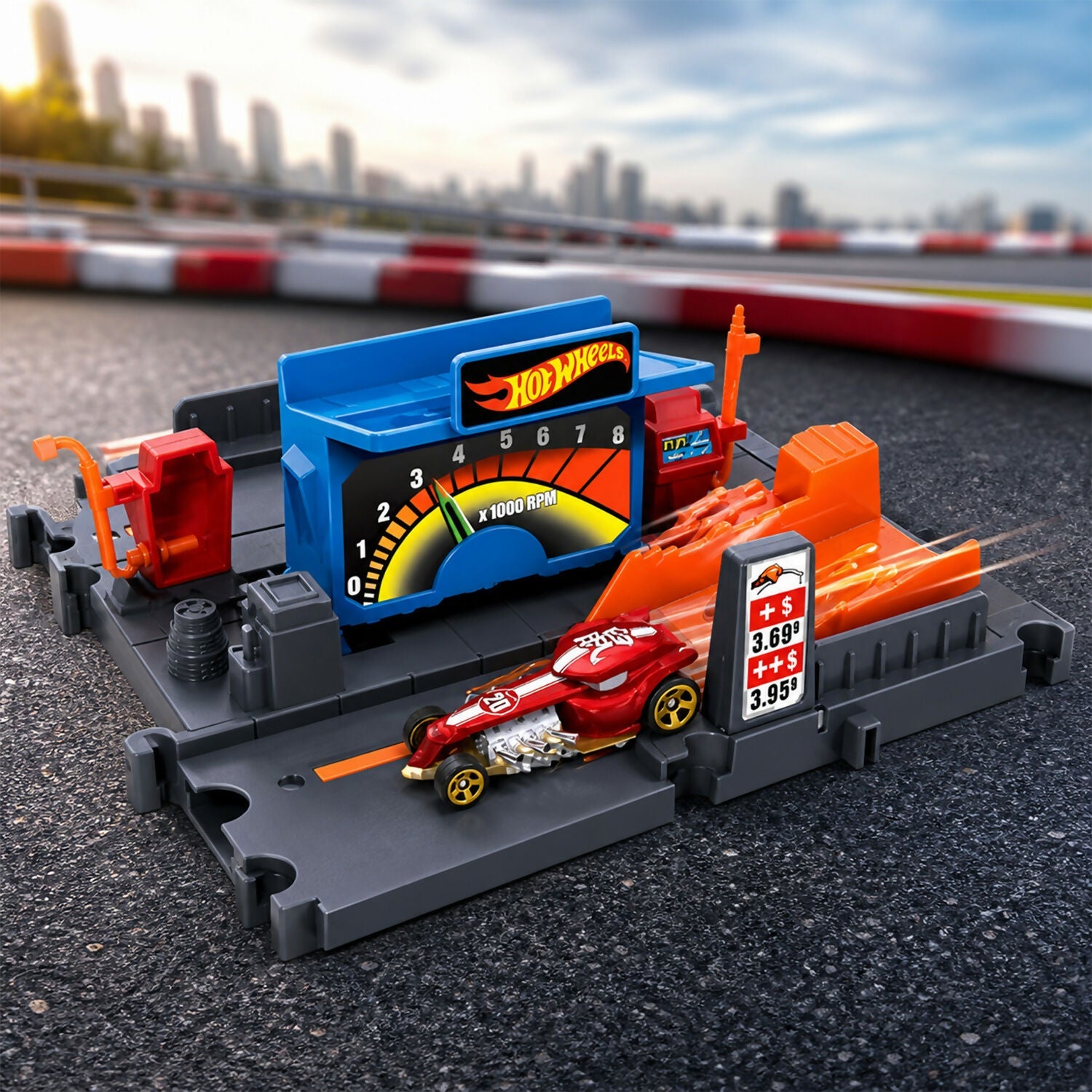 ALVENZA Hot Wheels City Fuel Station Playset – Interactive Racing Fun