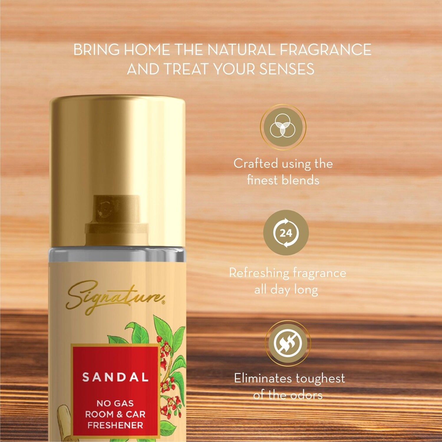 Sandalwood Room & Car Freshener Long-lasting Natural Fragrance - Front View