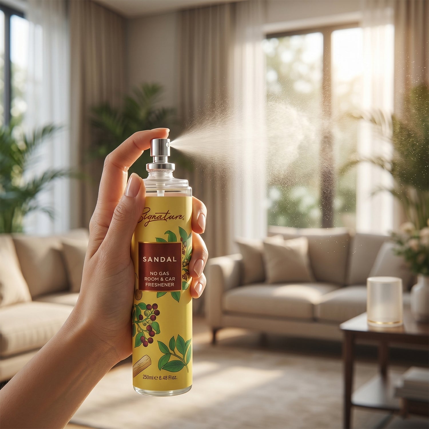 Sandalwood Room & Car Freshener Long-lasting Natural Fragrance - Back View