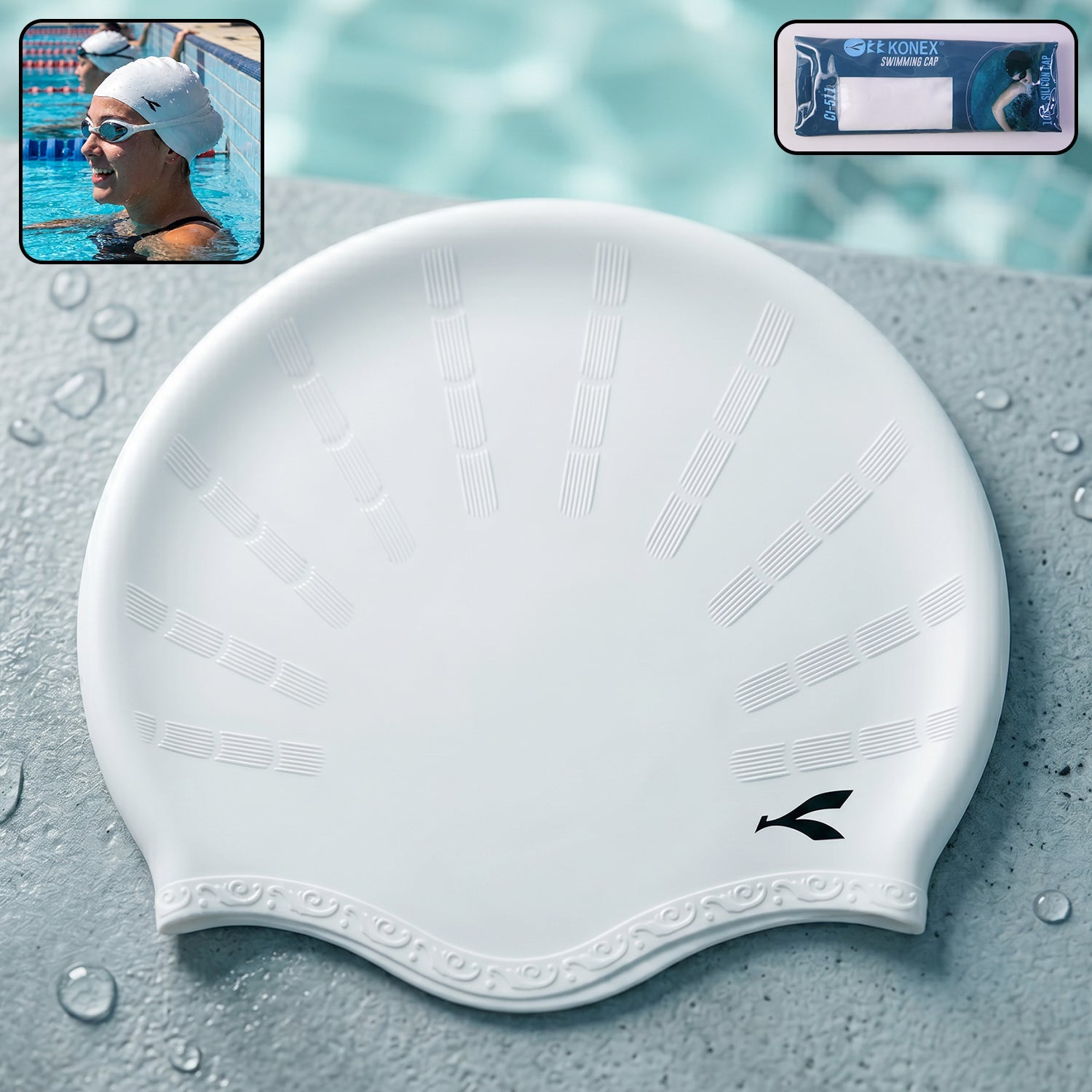 Silicone Swimming Cap Waterproof & Flexible Fit for All Ages