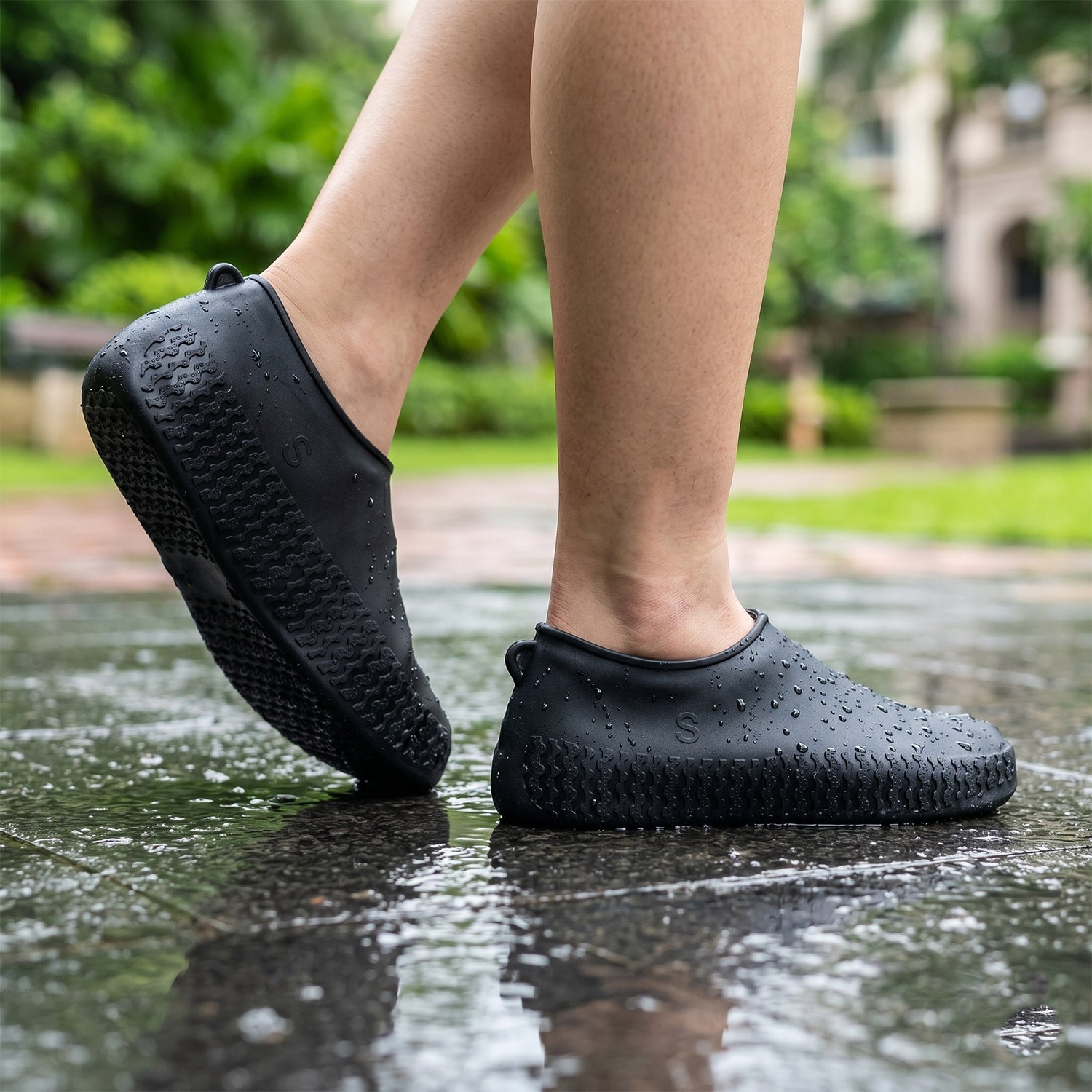Reusable Waterproof Silicone Shoe Cover Compact & Non Slip - Front View
