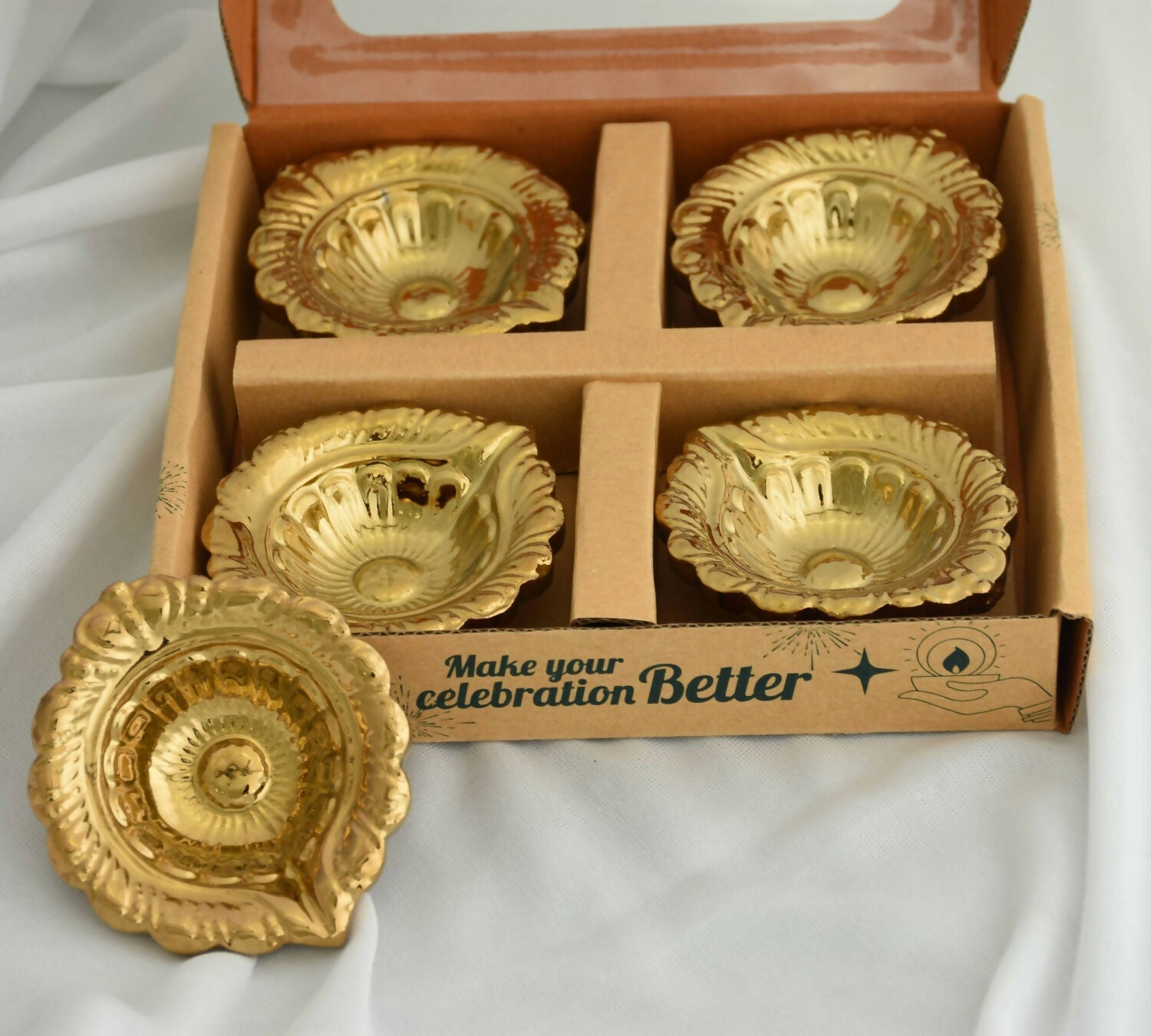 Decorative Ceramic Diya – Elegant Gold PVD Finish for Festive Decor