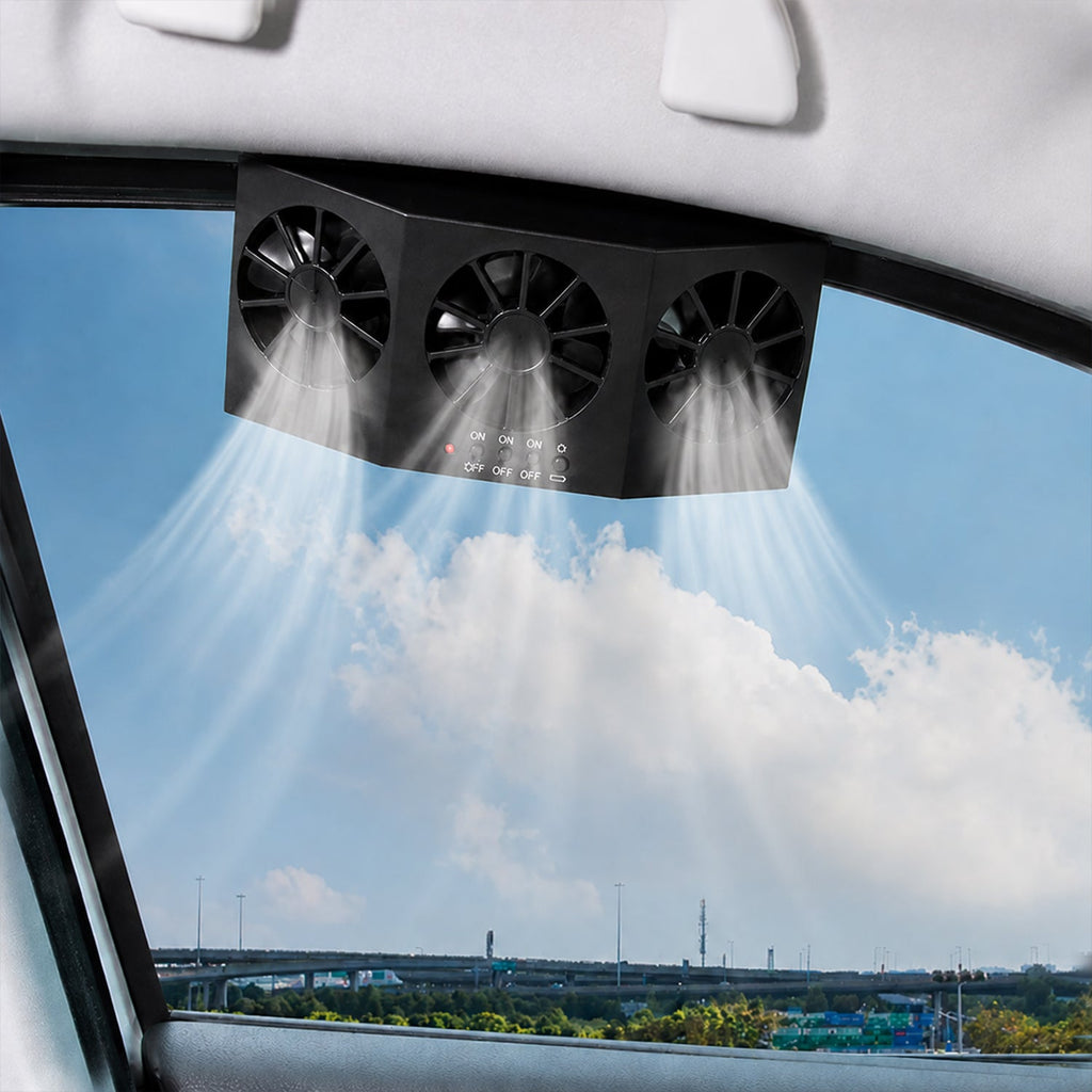 ALVENZA Solar Powered Car Window Ventilation Fan – Triple Fan Cooling System