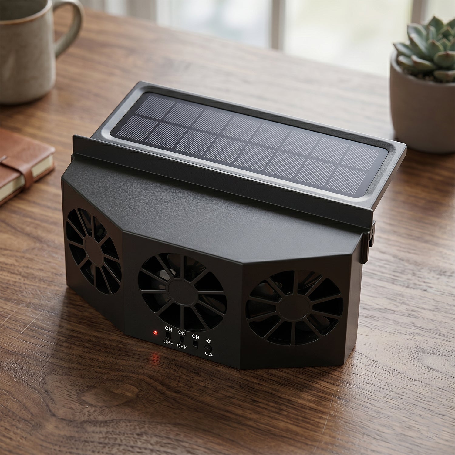 ALVENZA Solar Powered Car Window Ventilation Fan – Triple Fan Cooling System
