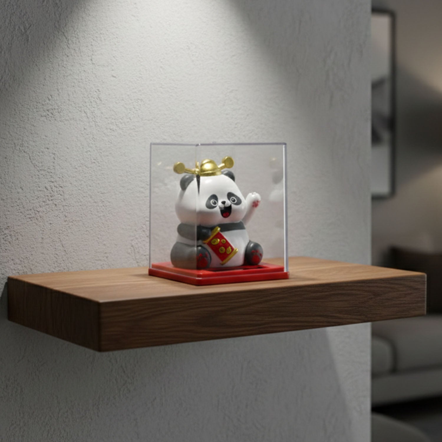 ALVENZA Solar Powered Moving Hand Panda Showpiece – Cute Waving Desk Decor