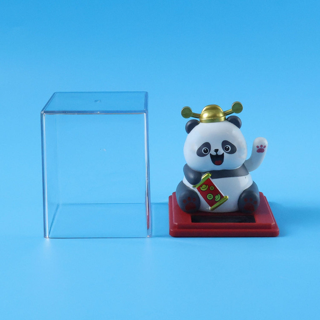 ALVENZA Solar Powered Moving Hand Panda Showpiece – Cute Waving Desk Decor
