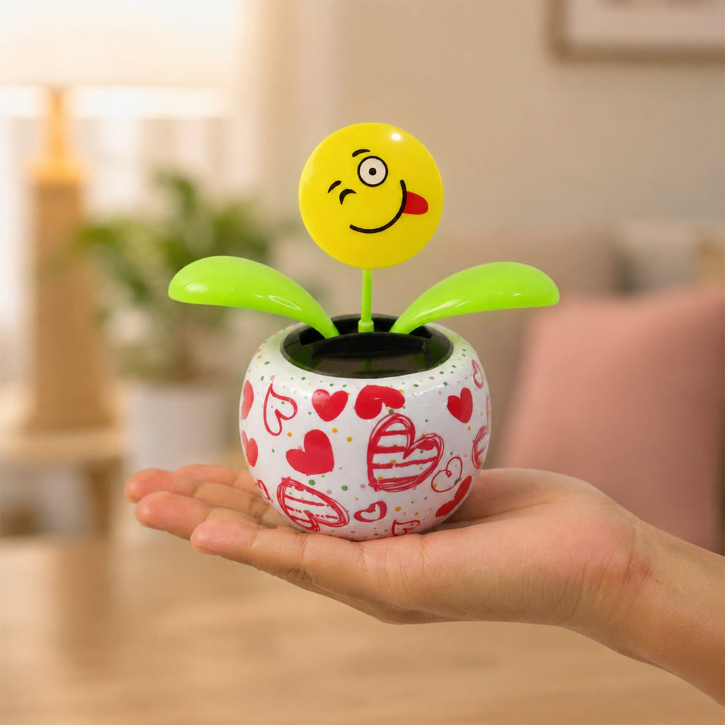 ALVENZA Solar Dancing Flower Toy with Pot for Car Dashboard and Desk Decor (1 Pc)