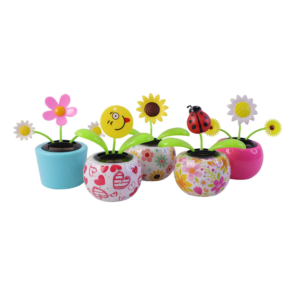 ALVENZA Solar Dancing Flower Toy with Pot for Car Dashboard and Desk Decor (1 Pc)