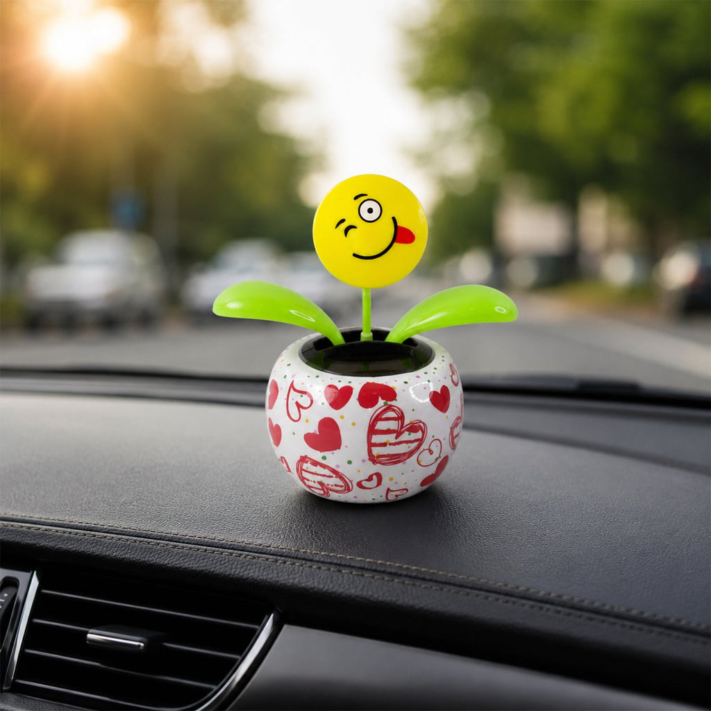 ALVENZA Solar Dancing Flower Toy with Pot for Car Dashboard and Desk Decor (1 Pc)