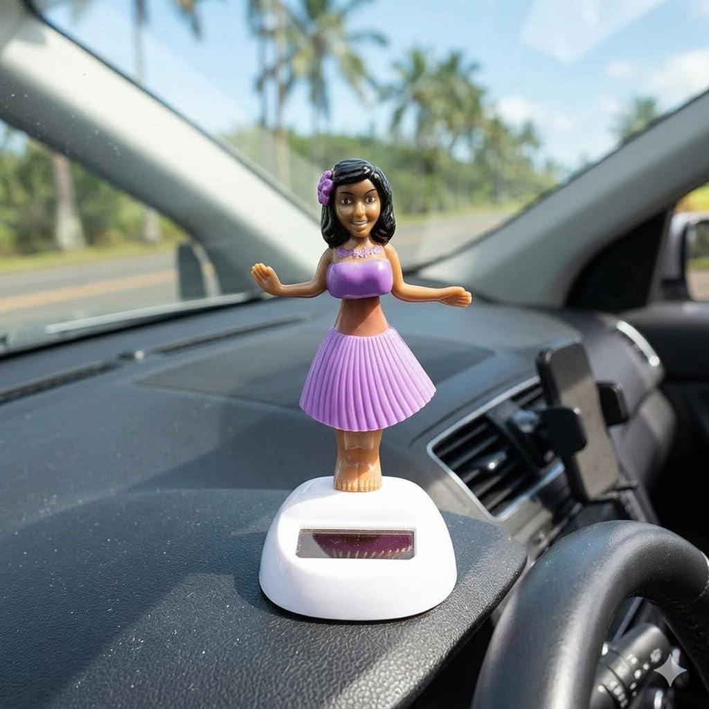 ALVENZA Solar Powered Dancing Hula Doll Bobble Toy for Car Dashboard Decor (1 Pc)