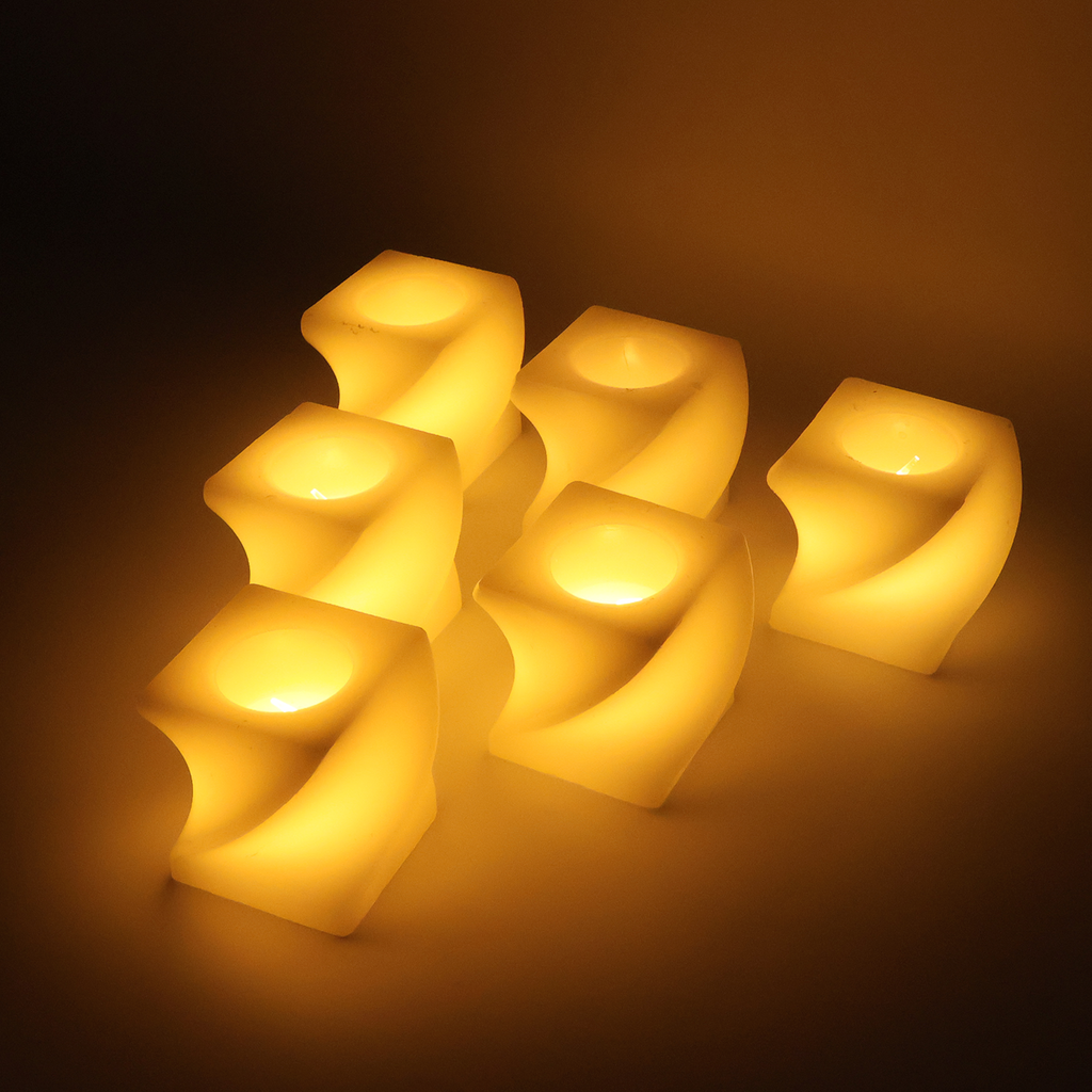 ALVENZA Square LED Flameless Candles – Set of 6 for Home Decor & Pooja