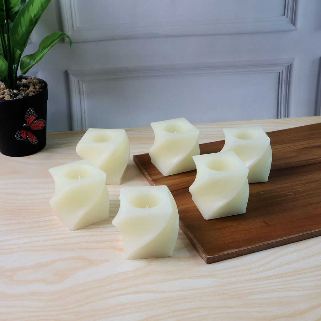 ALVENZA Square LED Flameless Candles – Set of 6 for Home Decor & Pooja