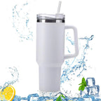 ALVENZA Insulated Stainless Steel Travel Tumbler – 890 ML White with Handle