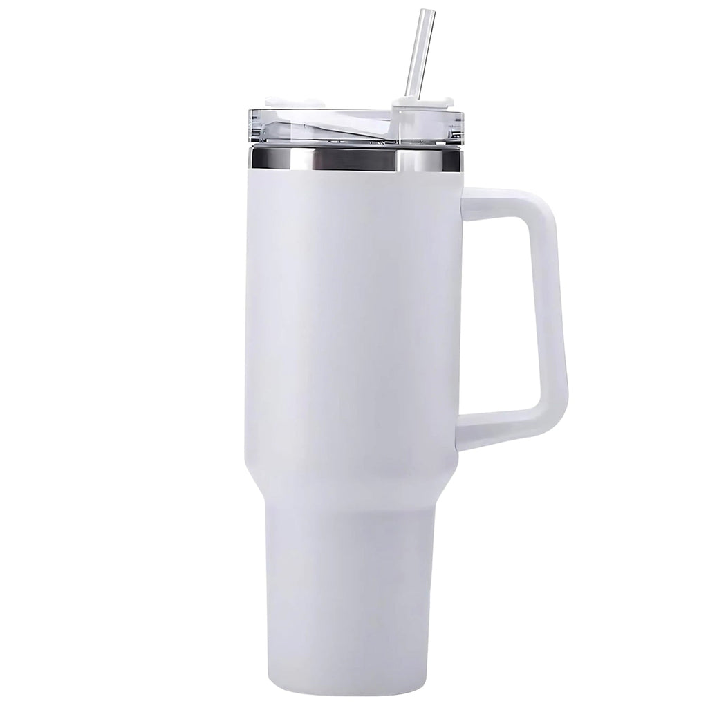 ALVENZA Insulated Stainless Steel Travel Tumbler – 890 ML White with Handle
