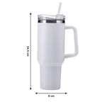 ALVENZA Insulated Stainless Steel Travel Tumbler – 890 ML White with Handle
