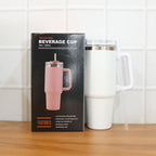 ALVENZA Insulated Stainless Steel Travel Tumbler – 890 ML White with Handle