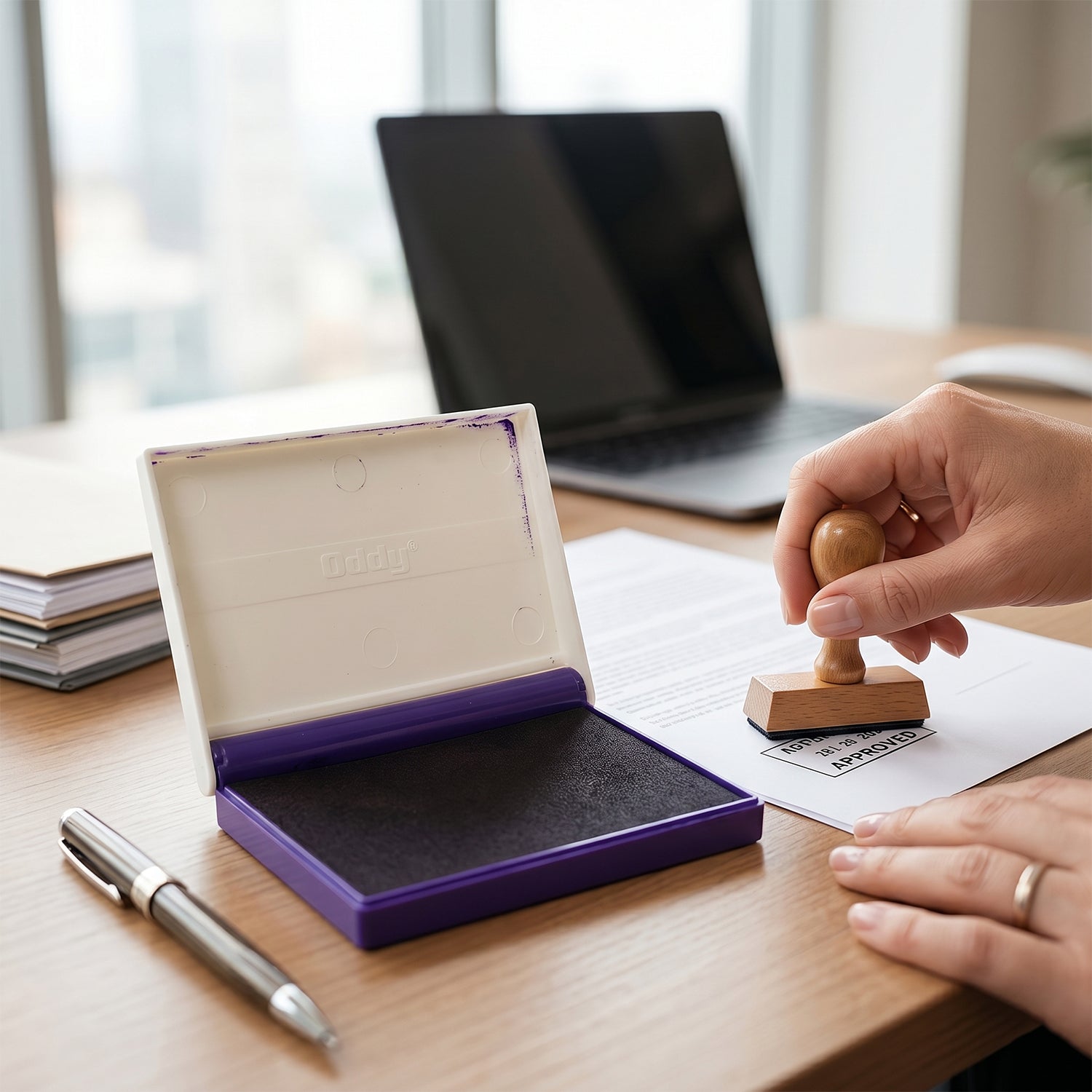 Ink Stamp Pad Quick-Drying for Clear Office Impressions - Back View
