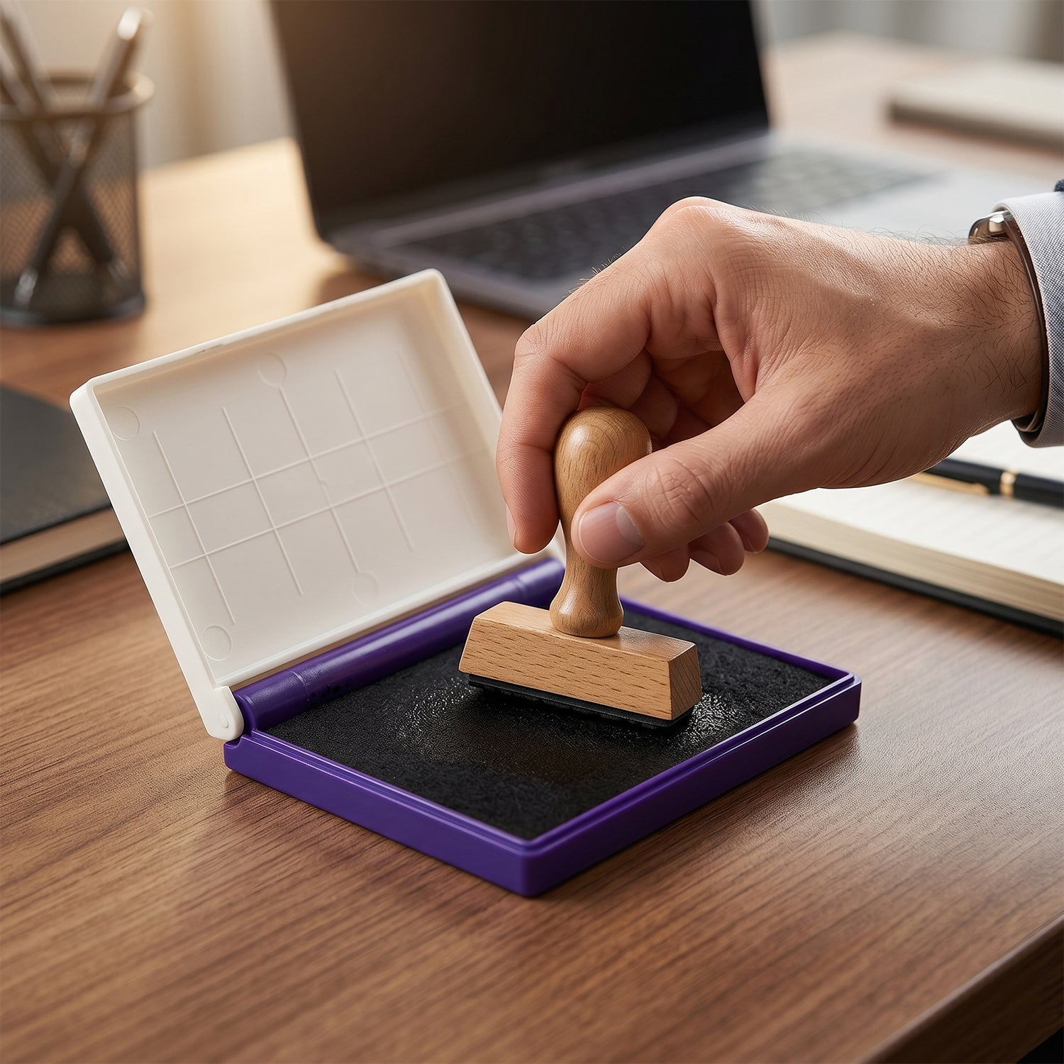 Ink Stamp Pad Quick-Drying for Clear Office Impressions - Front View