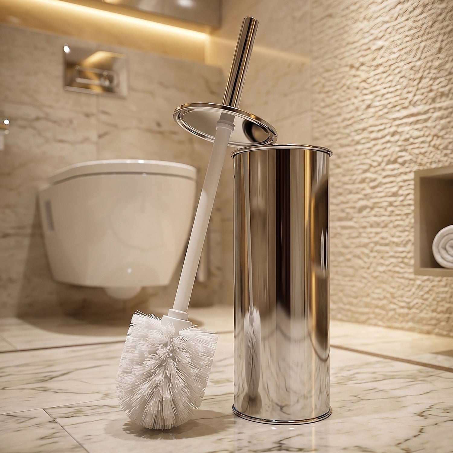 Toilet Cleaning Brush Durable with Long Handle and Holder - Detail View 7