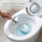 Toilet Cleaning Brush Durable with Long Handle and Holder - Front View