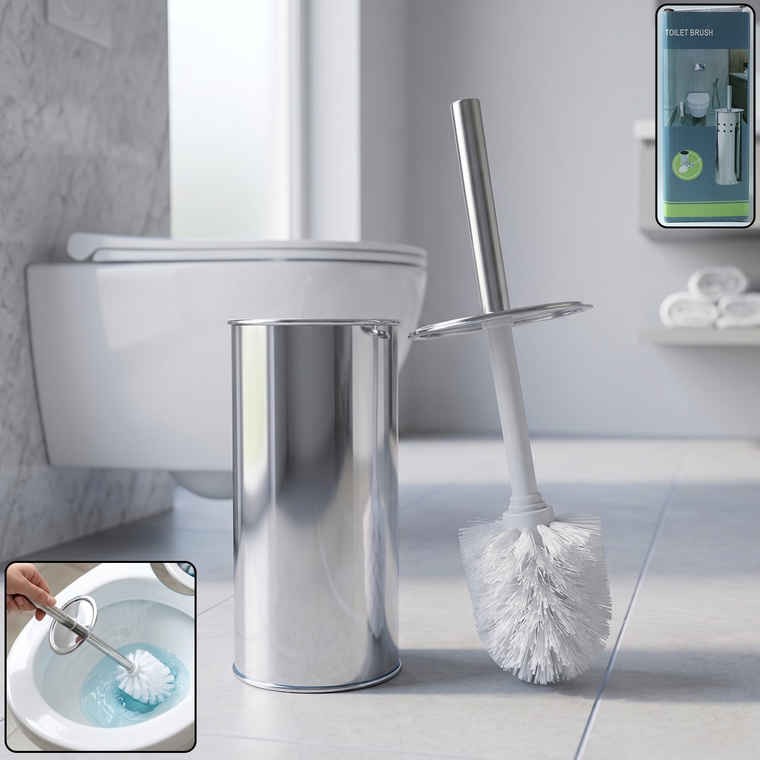 Toilet Cleaning Brush Durable with Long Handle and Holder