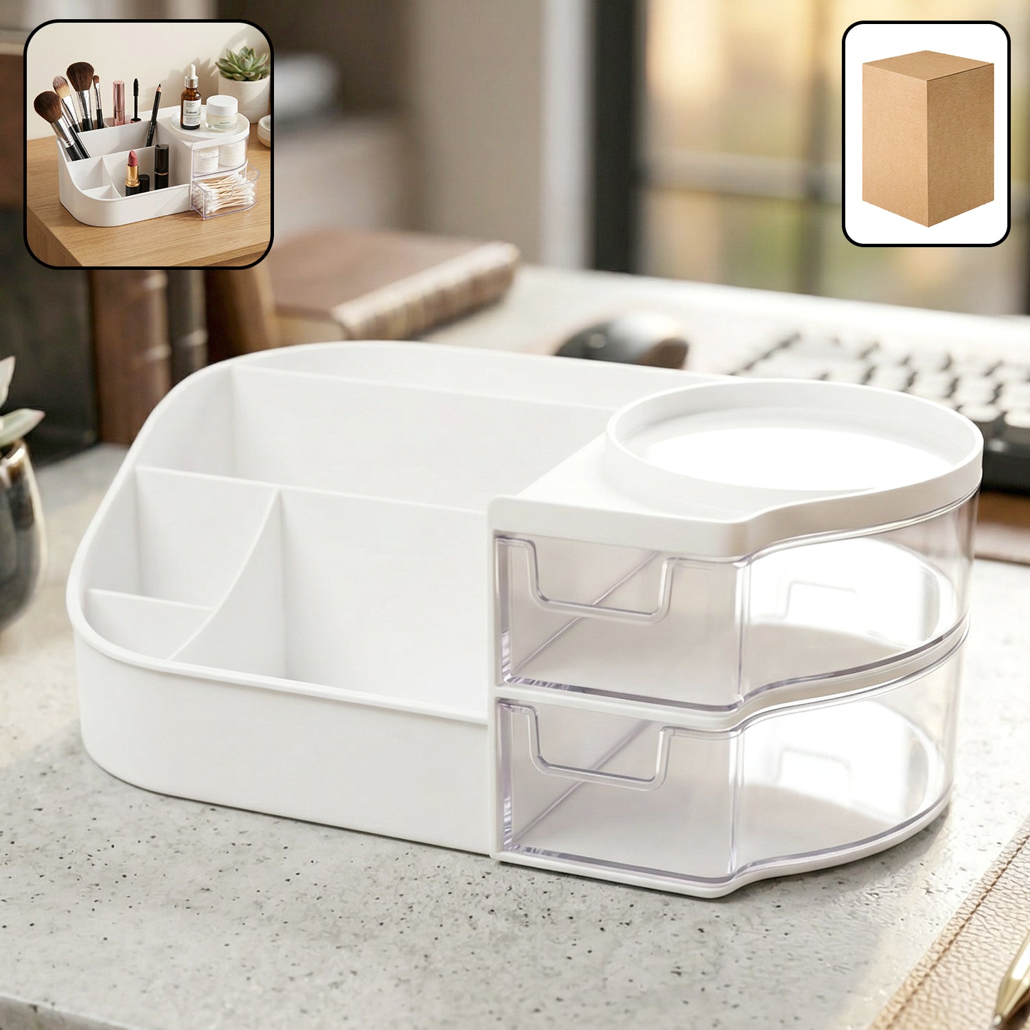 Multipurpose Makeup Organizer Space-Saving Storage with Drawers