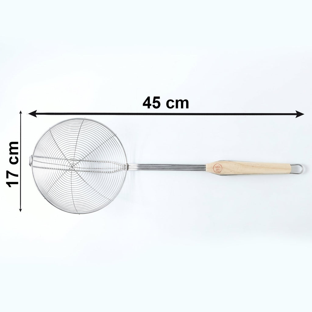 Stainless Steel Frying Skimmer Long Handle for Safe Cooking - Detail View 6