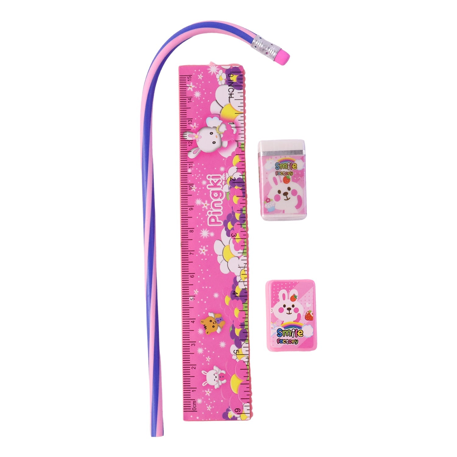 Kids Stationery Set Fun Pink Design for School & Gifting - Back View