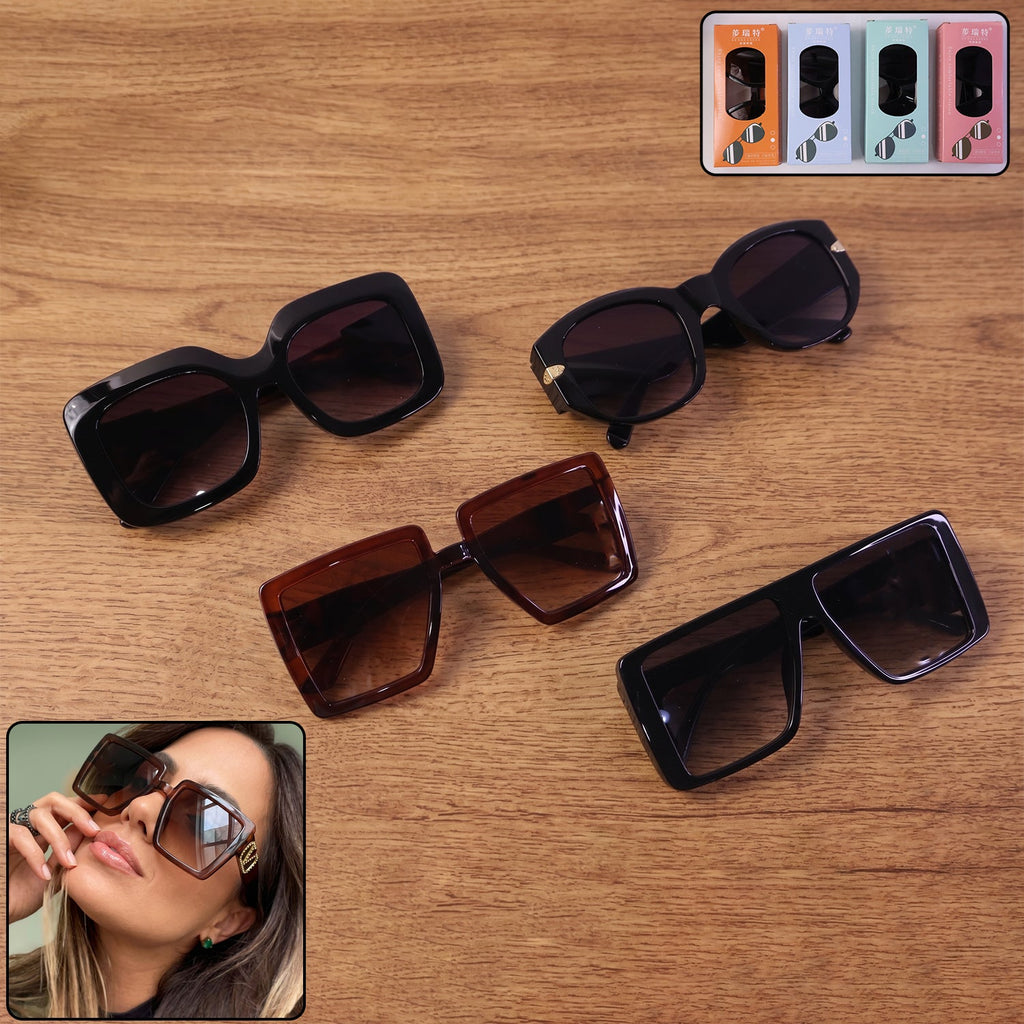 Oversized Square Sunglasses Trendy Unisex Fashion Eyewear - Front View