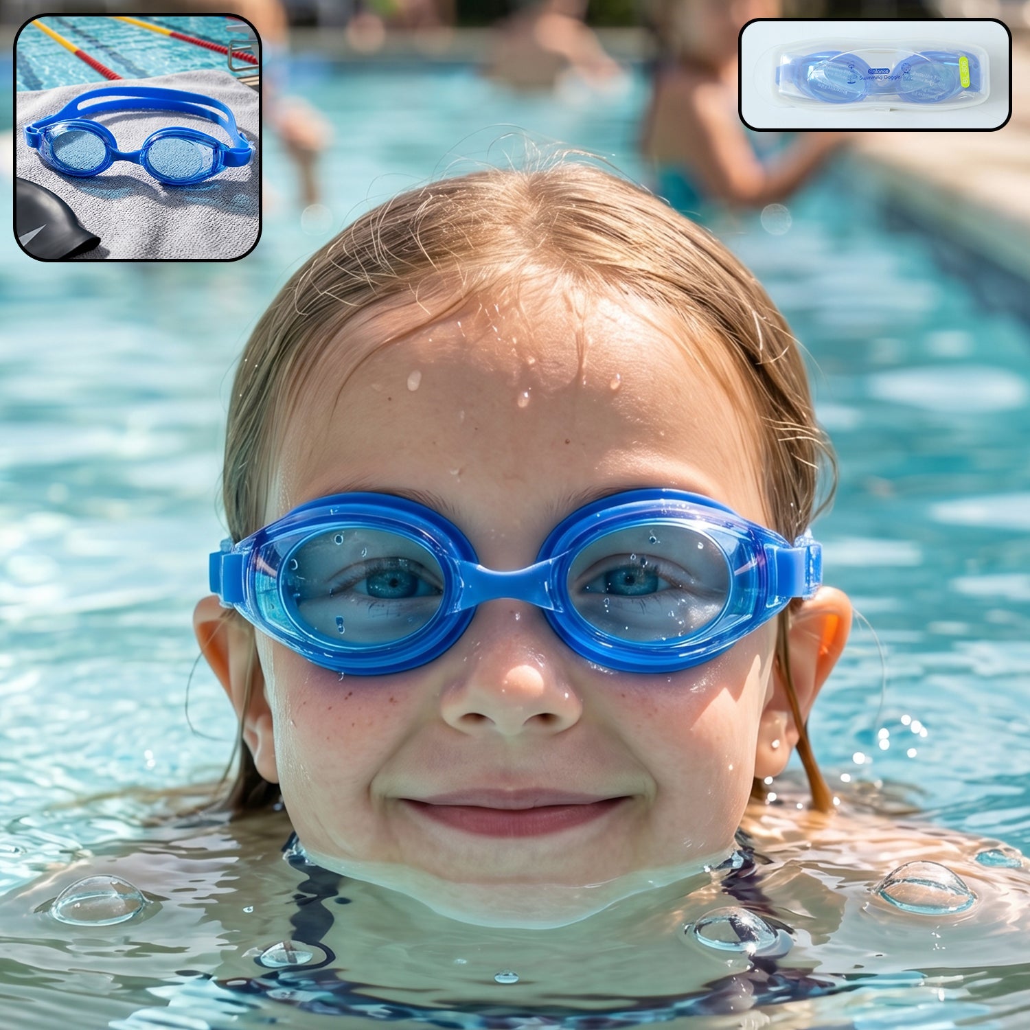 Kids Premium Swimming Goggles Crystal Clear Lens & Secure Fit