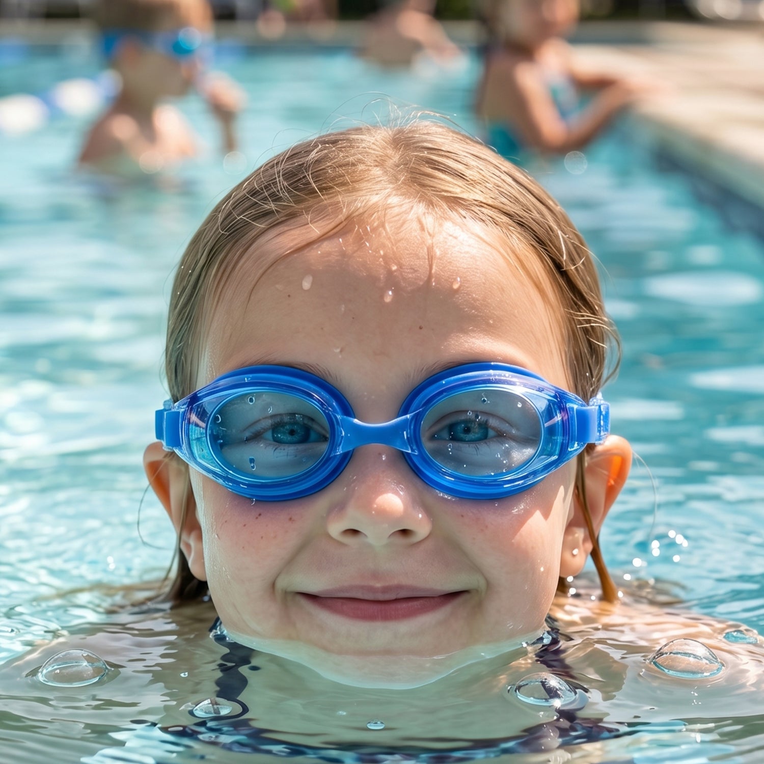 Kids Premium Swimming Goggles Crystal Clear Lens & Secure Fit - Front View