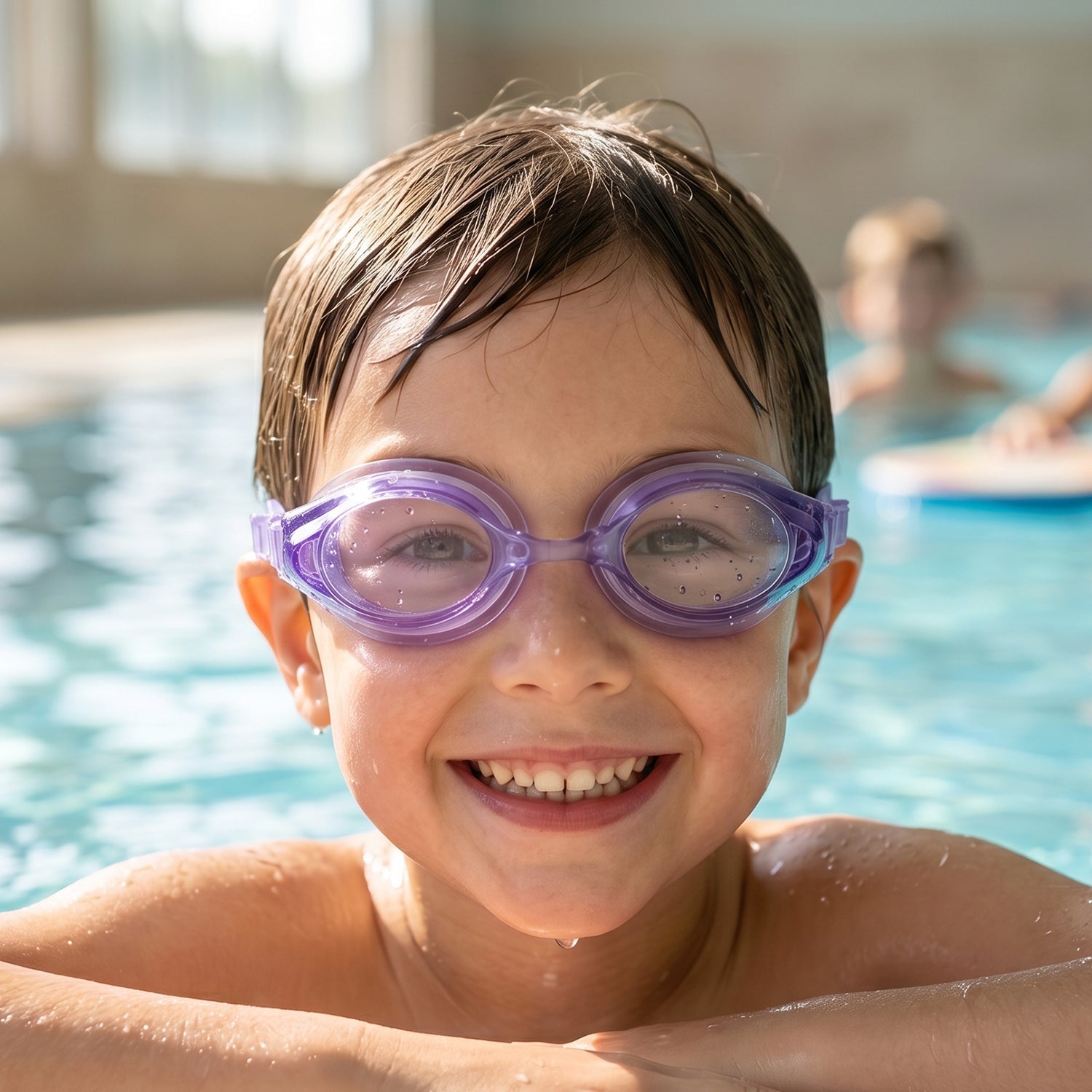 Kids Lightweight Swimming Goggles Leakproof & Comfortable Fit - Front View