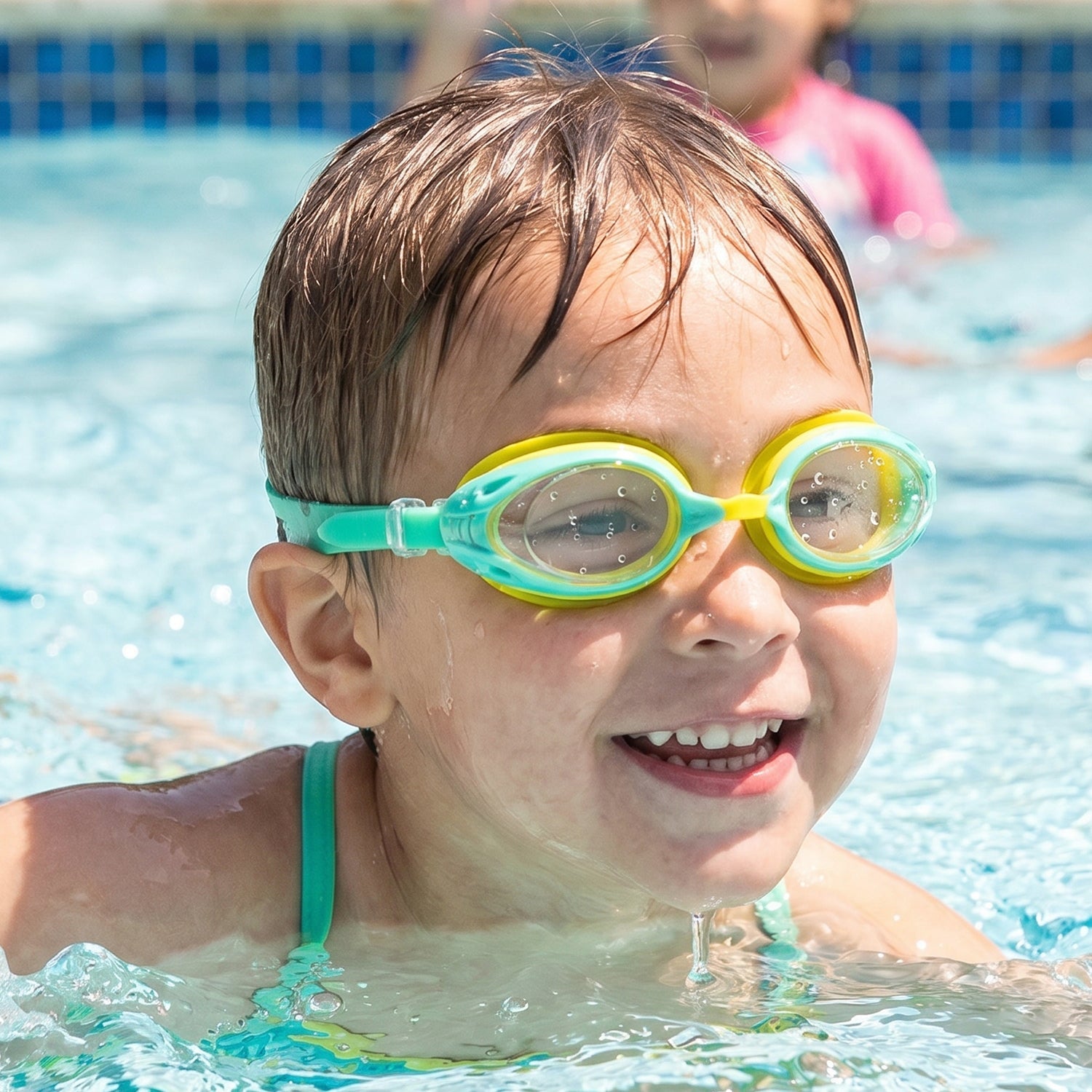 Kids Dual Color Swimming Goggles Comfortable Fit & Clear Vision - Front View