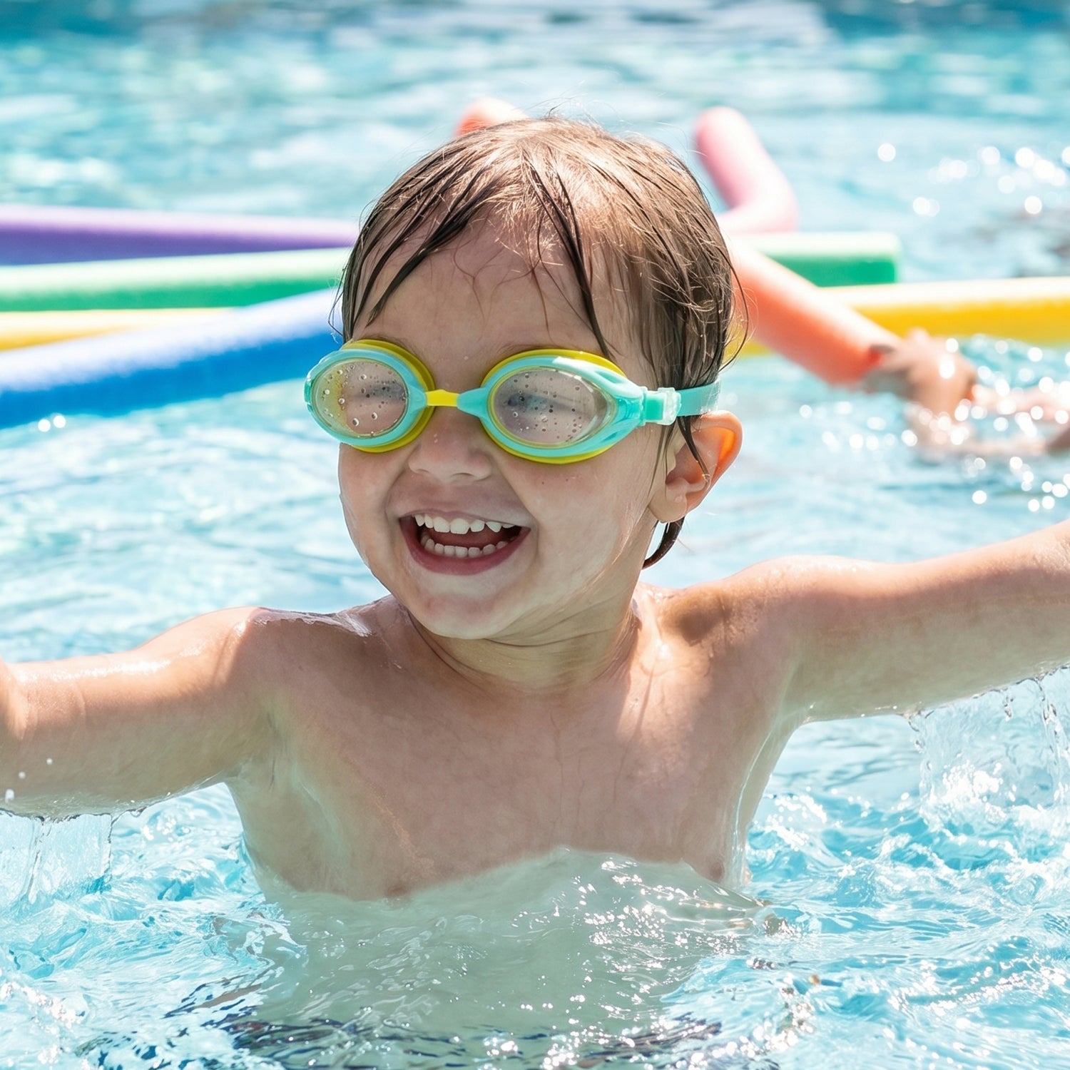 Kids Dual Color Swimming Goggles Comfortable Fit & Clear Vision - Detail View 7