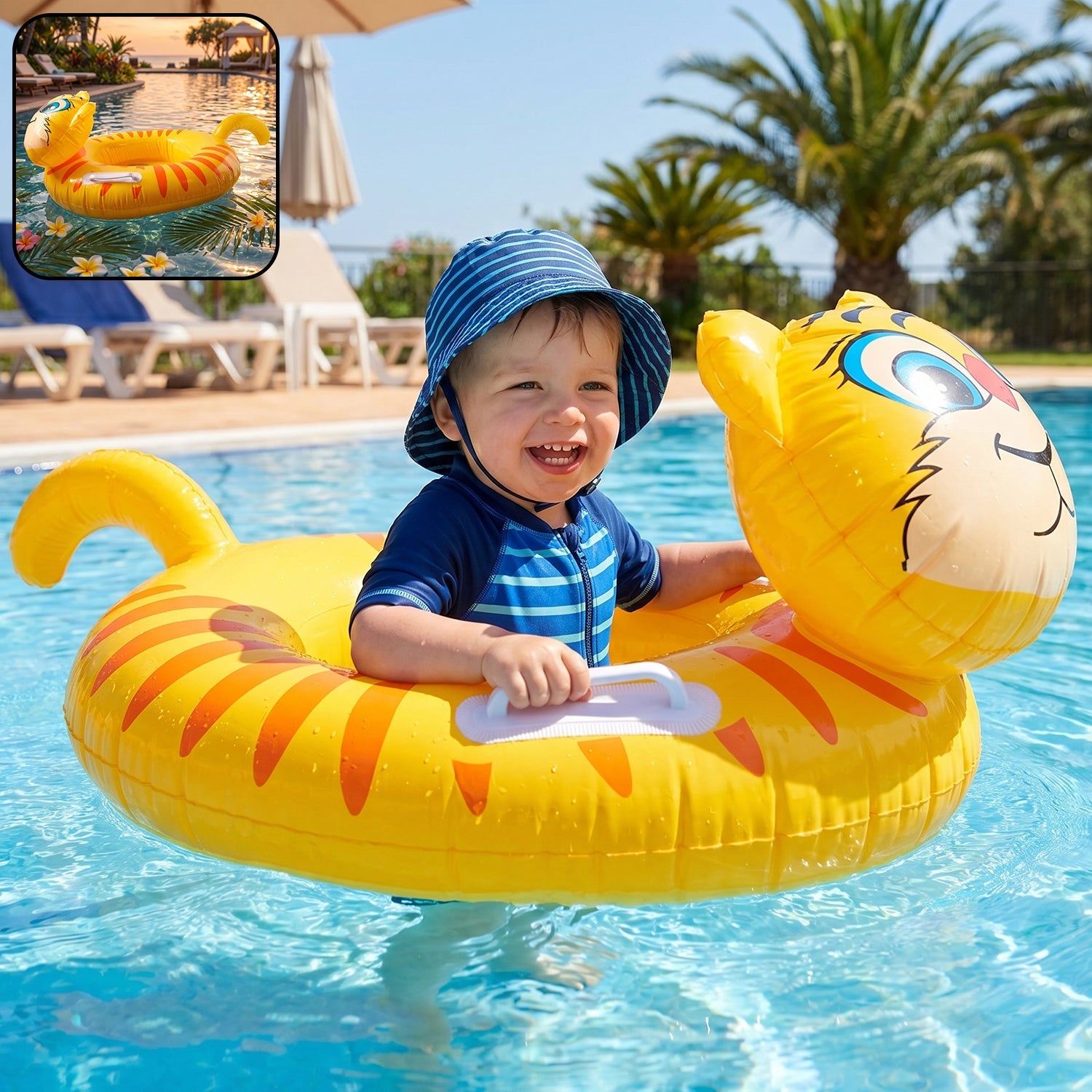 ALVENZA Kids Inflatable Tiger Swim Ring – Safe Water Play Float for Kids