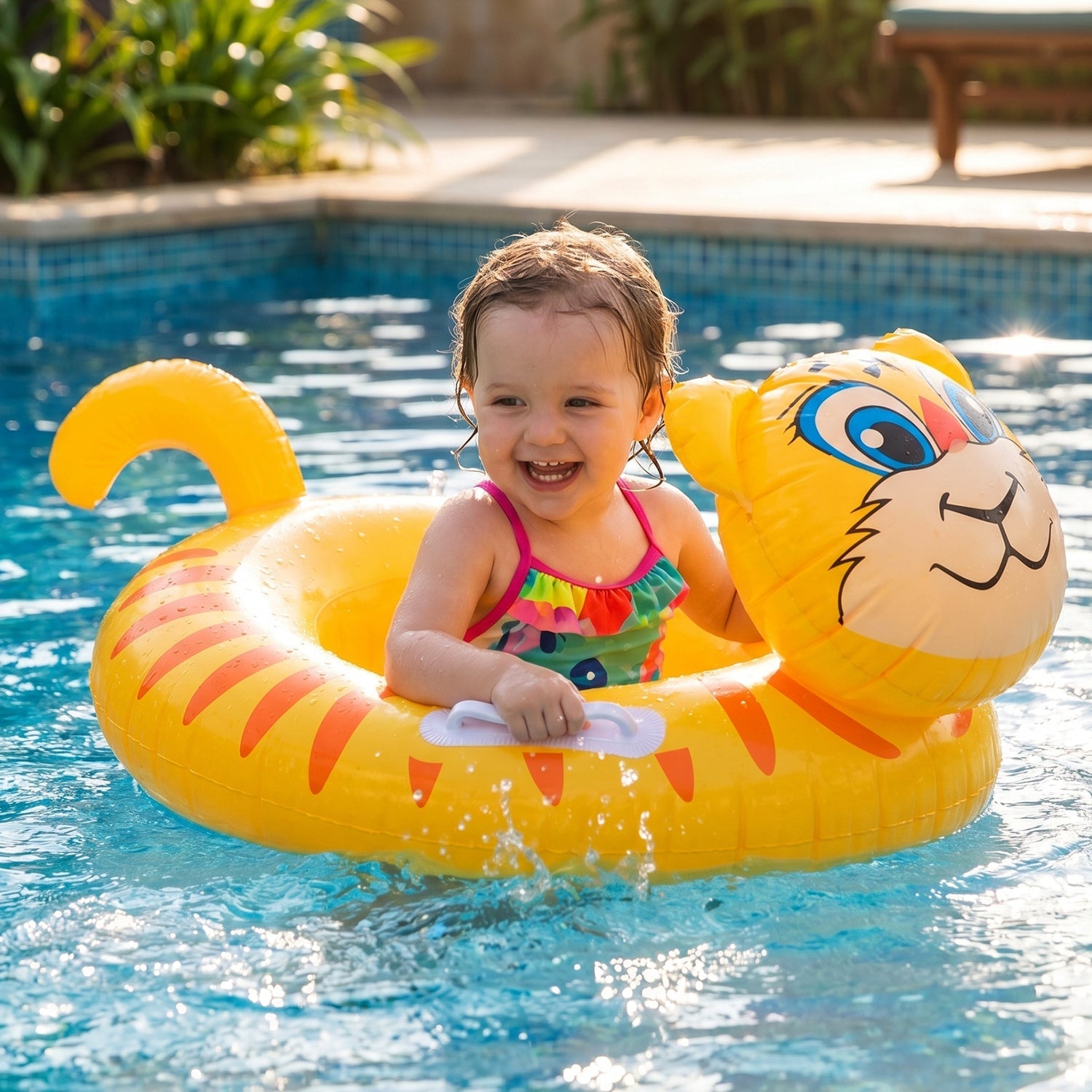 ALVENZA Kids Inflatable Tiger Swim Ring – Safe Water Play Float for Kids
