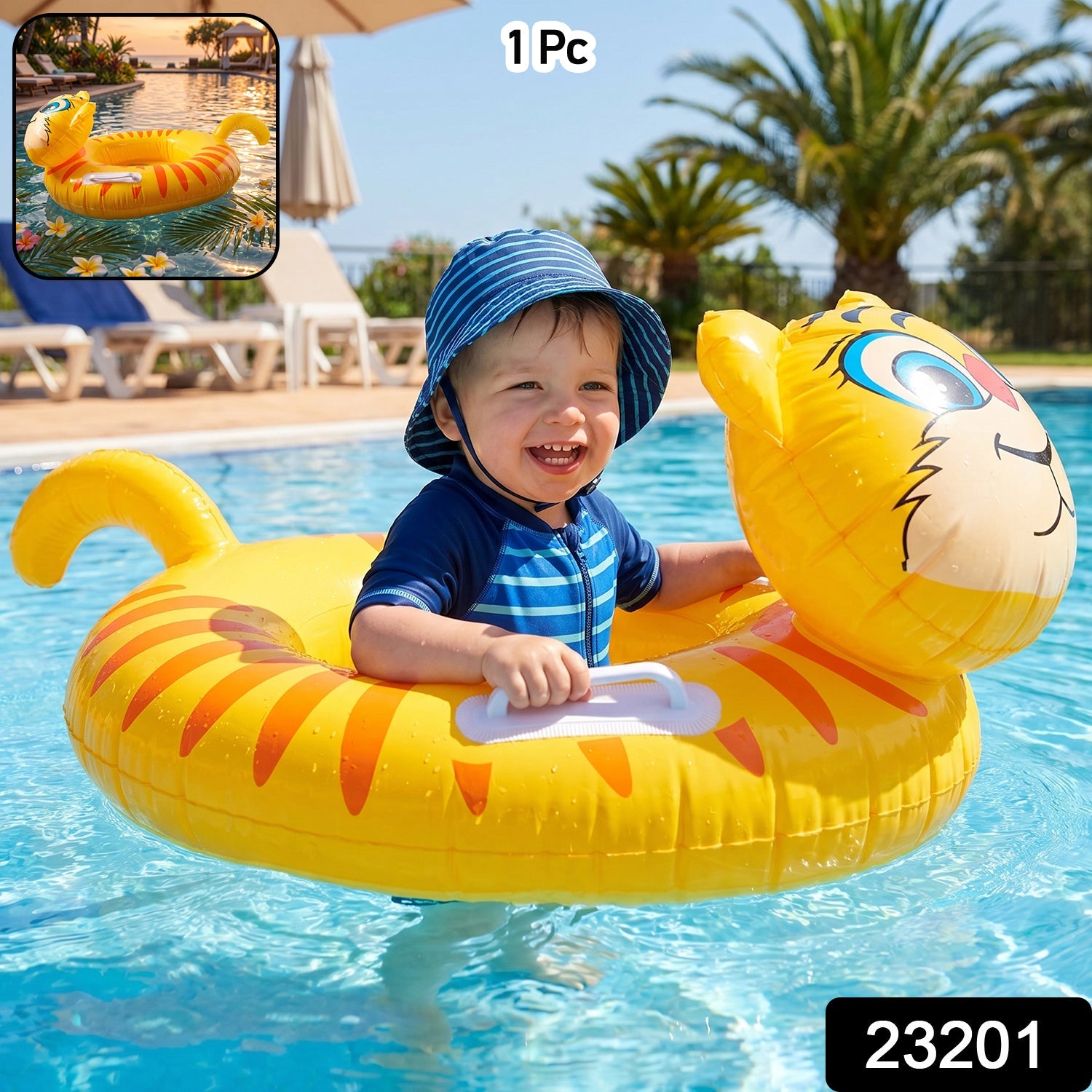 ALVENZA Kids Inflatable Tiger Swim Ring – Safe Water Play Float for Kids