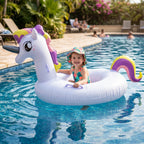ALVENZA Kids Inflatable Unicorn Swim Ring – Durable Pool Float with Handles