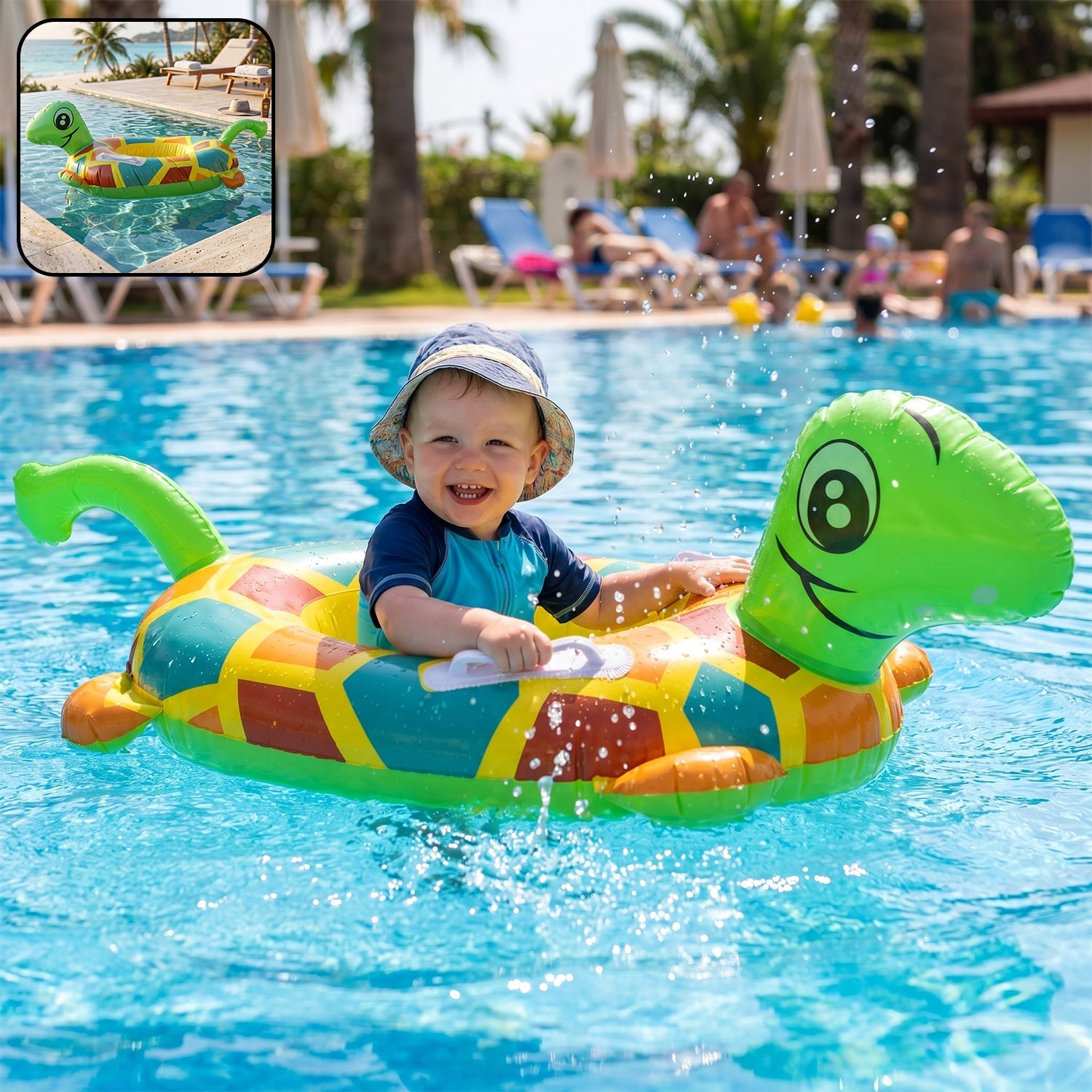 ALVENZA Kids Inflatable Turtle Swim Ring – Safe & Durable Pool Float