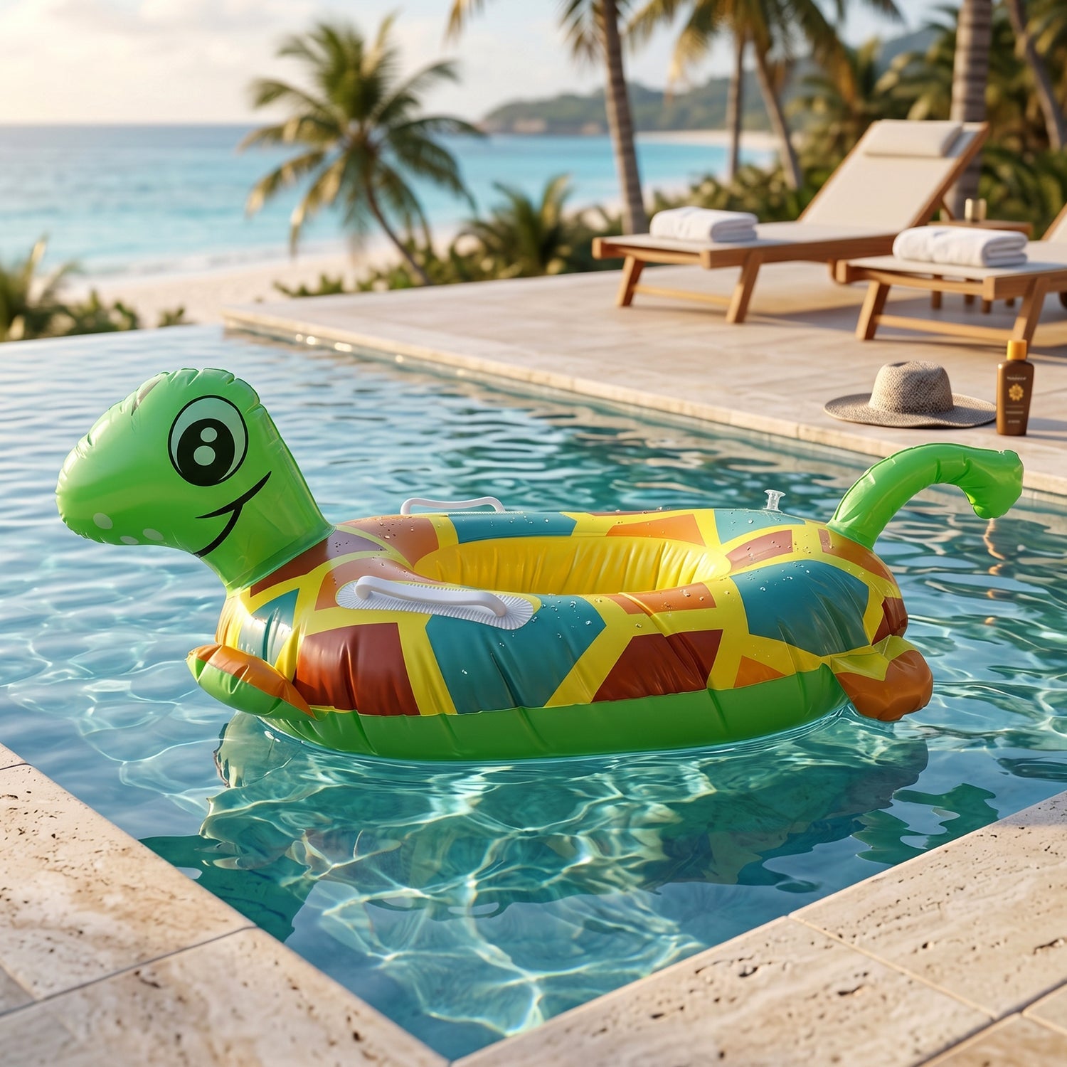 ALVENZA Kids Inflatable Turtle Swim Ring – Safe & Durable Pool Float