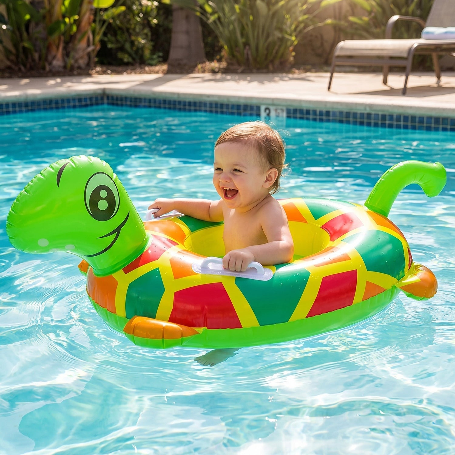 ALVENZA Kids Inflatable Turtle Swim Ring – Safe & Durable Pool Float