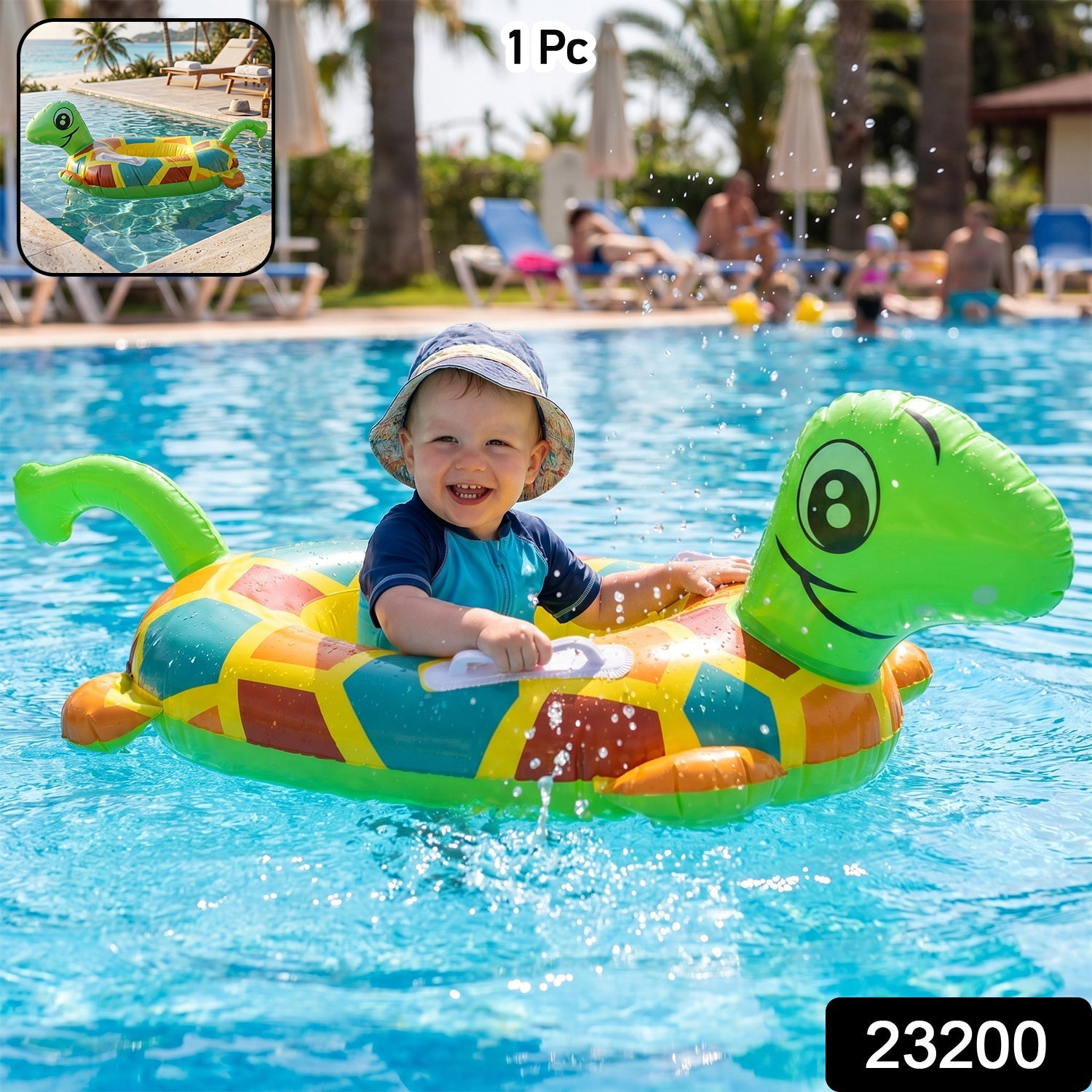 ALVENZA Kids Inflatable Turtle Swim Ring – Safe & Durable Pool Float