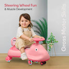 ALVENZA Kids Swing Car Ride On Toy with Music, Pink Shark Design Magic Twist Car (1 Pc)
